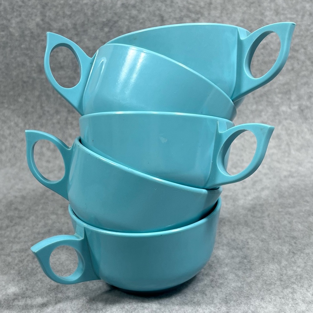 Vintage Melmac 108 Turquoise Cup‎ For Coffee Tea Aqua Blue Set of 5 Replacement